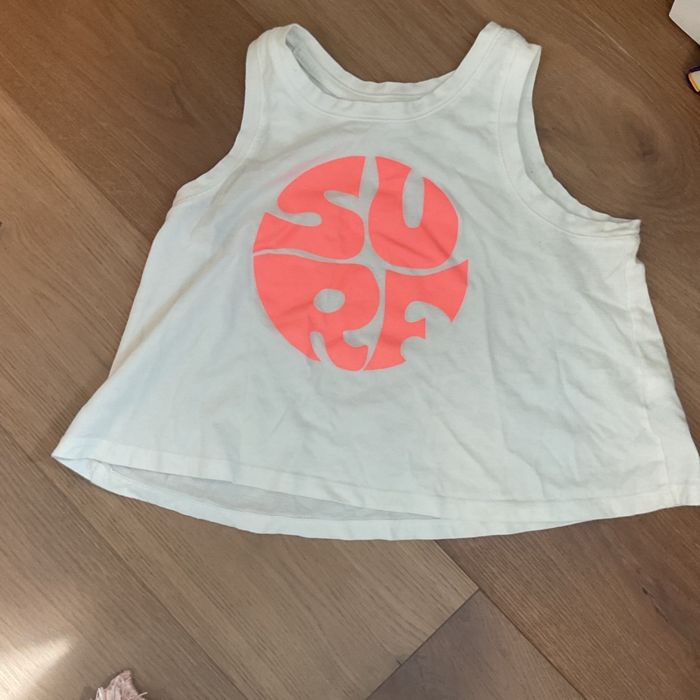 🤩Gap Girls White Tank Top with Pink Surf Logo